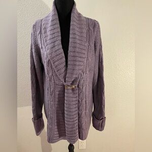 Sonoma Purple Cable Knit Cardigan